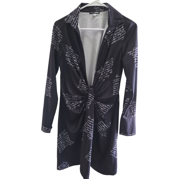 Fashion Nova Black and White Script Mini Dress - Picture 1 of 5